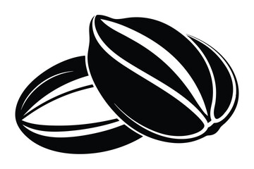 pistachio nut black and white silhouette on white background