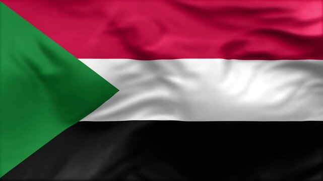 Sudan flag is waving in the wind. High-quality flags are perfect. They are perfect for various creative projects.