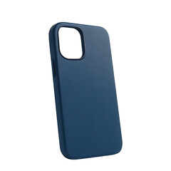 Blue rigid phone case with textured surface in 3d render isolated on a transparent background