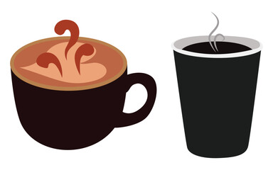 Warm Beverage Concept – Realistic Steaming Cup of Coffee or Tea Isolated on White Background