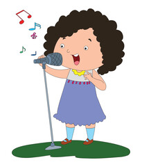 The fat girl is singing