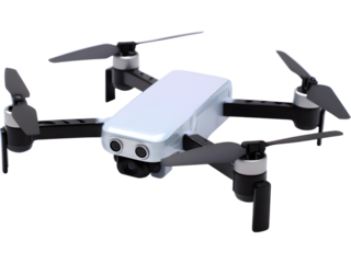 Compact drone with dual camera isolated on transparent background, representing innovation, technology, and aerial photography.