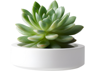 Floating magnetic pot with green succulent isolated on transparent background, symbolizing modern home decor and innovative design.