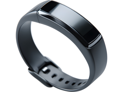 Modern black fitness tracker smartwatch isolated on transparent background, representing health monitoring and active lifestyle. - Powered by Adobe