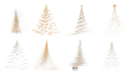 Fototapeta premium PNG Glowing Christmas tree designs, element set on transparent background