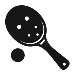 pickleball paddle with ball black and white silhouette