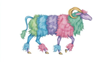 Obraz premium Cute, whimsical watercolor painting of a fluffy dog