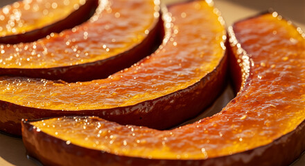 Golden Roasted Pumpkin Slices with Glossy Surface