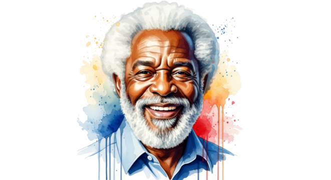 Smiling elderly man with white hair and beard isolated on a transparent background senior man portrait