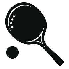 pickleball paddle with ball black and white silhouette