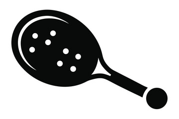 pickleball paddle with ball black and white silhouette
