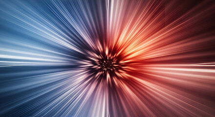Obraz premium Abstract hyperspace light speed burst background with blue and red hues