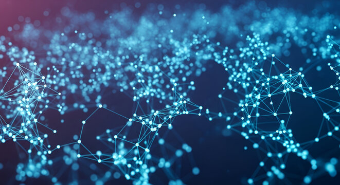 Abstract network connections background with glowing nodes and lines design