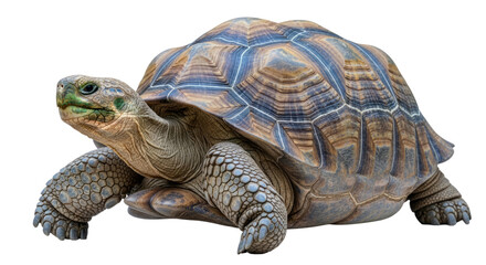 Obraz premium Tortoise with Textured Shell and Green Face isolated on a transparent background turtle reptile