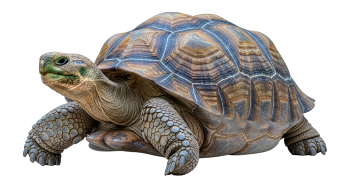 Tortoise with Textured Shell and Green Face isolated on a transparent background turtle reptile