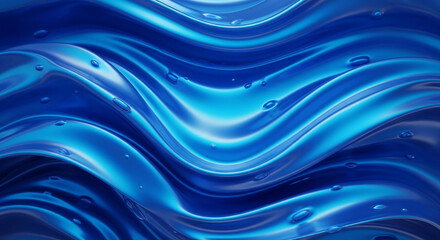 Abstract blue waves with water drops create a dynamic and fluid design