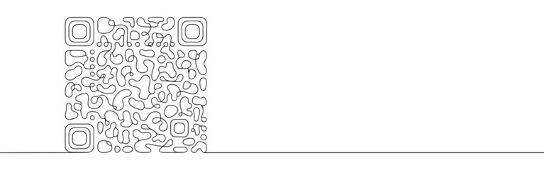 Continuous one line drawing of a QR code. Concept of quick response, digital link and modern technology