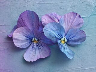 Textured Pansy Bloom Art Abstract Floral Purple Blue Petals Impressionistic Still Life Oil Painting Canvas Style Artwork Botanical Decor