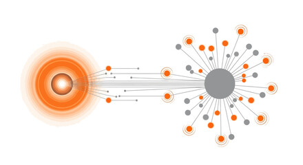 Abstract Data Flow Network Architecture Visualization | Central Hub Processing and Information Distribution