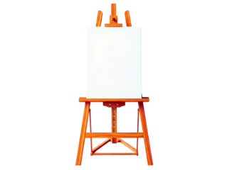 Wooden artist easel with blank canvas isolated on transparent background