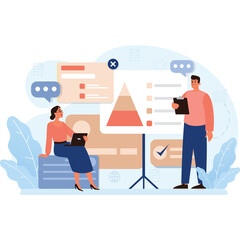 Business Meeting Presentation with Data Visualization and Team Collaboration Showcasing Growth Strategy