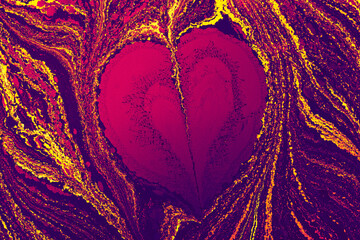Abstract marbling heart pattern for fabric, design. Creative marbling background texture