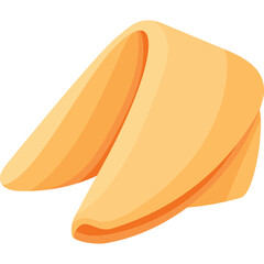 A singular stylized golden fortune cookie isolated on a clean white background with soft shadows casting a subtle depth for a minimalist food illustration.