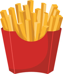 Red carton filled with golden yellow french fries potato food vector illustration EPS file download.
