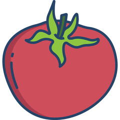 A Single Red Tomato With A Green Stem And Leaves Against A Transparent Background Isolated Close Up Studio Shot