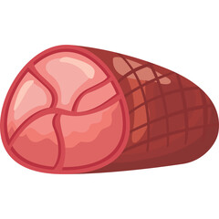 A Ham Slice On A Transparent Background Isolated Food Illustration With Pink Meat And Red Rind