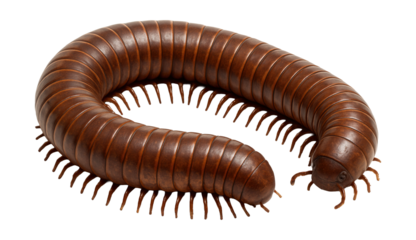 Rusty millipede featuring a segmented, smooth, brown body.
