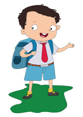 Smiling Kid Ready for School