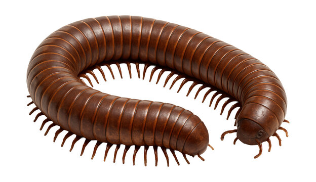 Rusty millipede featuring a segmented, smooth, brown body.