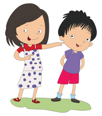 Two Friends Smiling and Playing Together