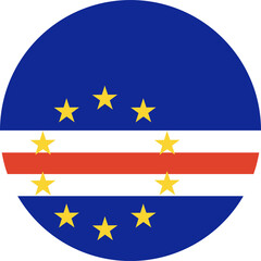 Cape Verde flag round icon. National sign. Circular symbol. Flag button, banner, icon. Standard colour. 