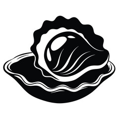 oyster black and white silhouette on white background
