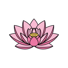 Elegant pink lotus flower illustration simple vector design isolated on white background