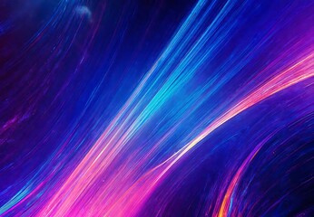 Vibrant cosmic streaks of purple energy and spectrum light flowing on a dark background