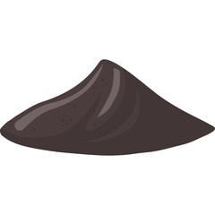 A Small Pile of Dark Brown Dirt with a Smooth Curved Surface and Subtle Speckles Against a White Background Representing Soil or Earth Material in a Simple Graphic Style