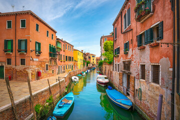 Small Canal and Colorful Boats at Fondamenta Trapolin, Venice