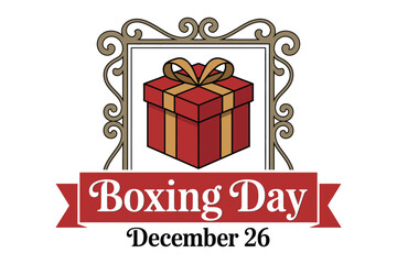 A red gift box is featured on Boxing Day, December 26.