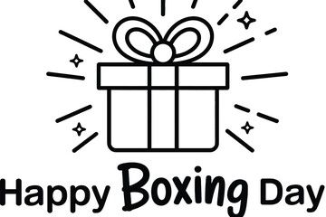 A festive Boxing Day gift box illustration radiates with joyful celebration and happy wishes.