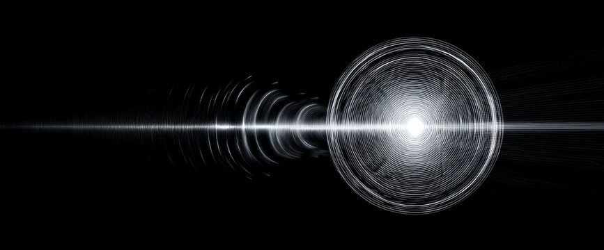 Abstract light trails showing circular waves emanating from a bright center.