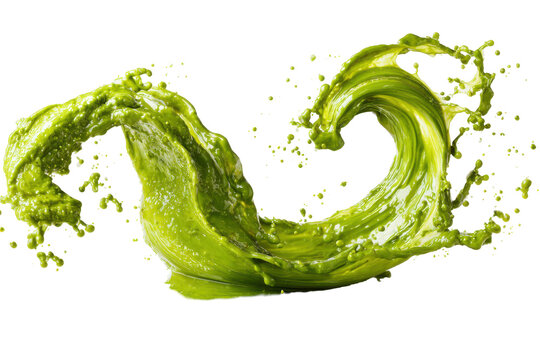 Green liquid splash wave isolated on transparent background. Vibrant green liquid splash dynamic swirl isolated on white background. - Powered by Adobe