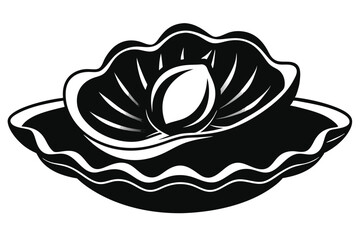 oyster black and white silhouette on white background