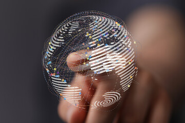 Abstract image depicting the world, technology and the connection between humans. Futuristic...