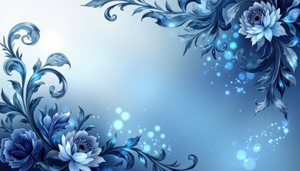 Elegant Blue Floral Background Design Vector Graphic