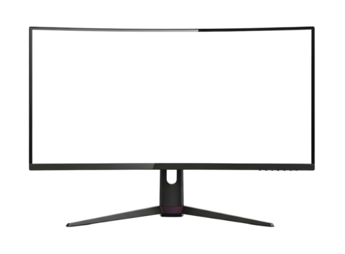 Modern computer monitor with a sleek stand isolated on transparent background