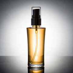 Amber Glass Spray Bottle Mockup with Bright Cinematic Spotlight