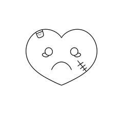 A sad cartoon heart with a tear on it